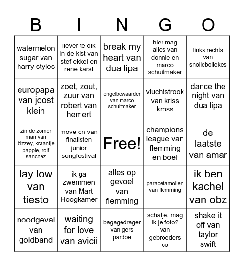 Hannahs kinderfeestje Bingo Card