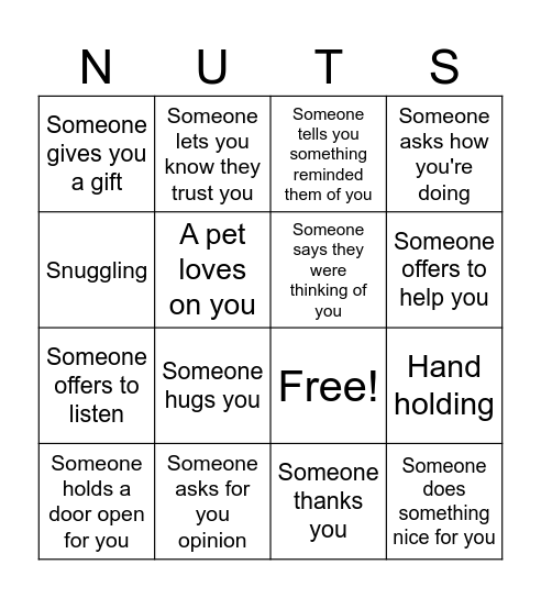 Squirrel Bingo Card