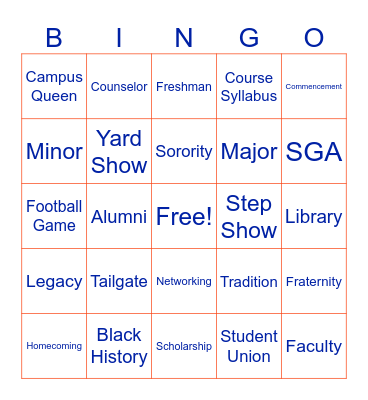 College Term Bingo Card