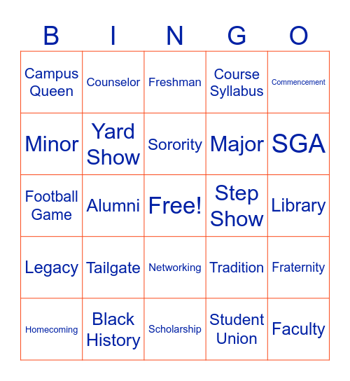 College Term Bingo Card