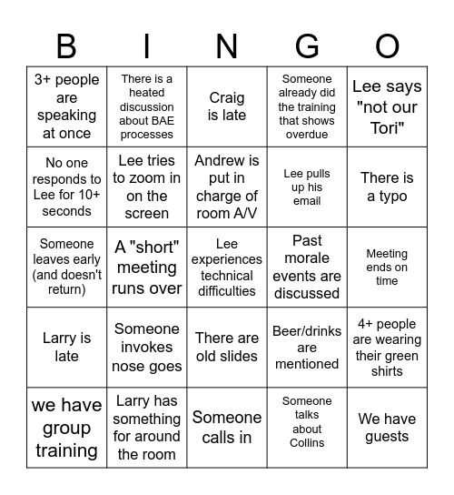 Meeting BINGO Card