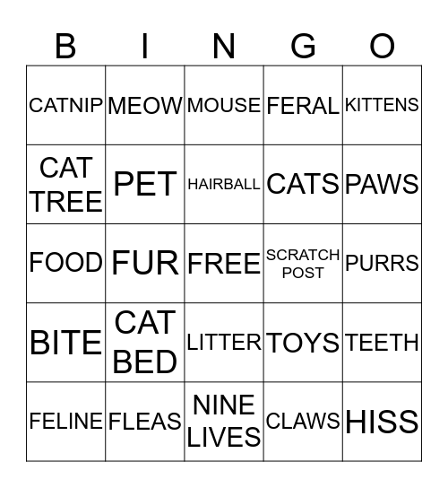 HAPPY ENDINGS NO KILL CAT SHELTER Bingo Card