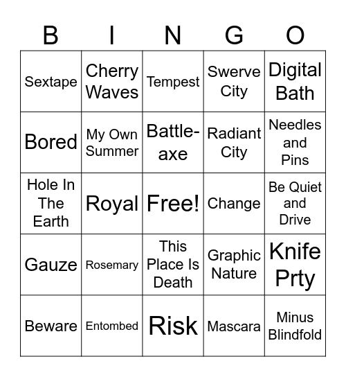 DEFTONES FAVORITES Bingo Card
