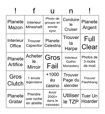 fun Bingo Card