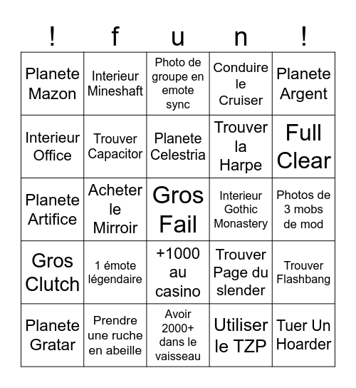 fun Bingo Card