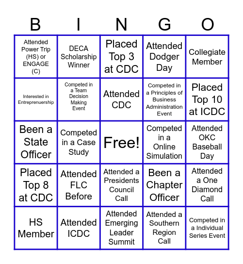 FLC Networking BINGO Card