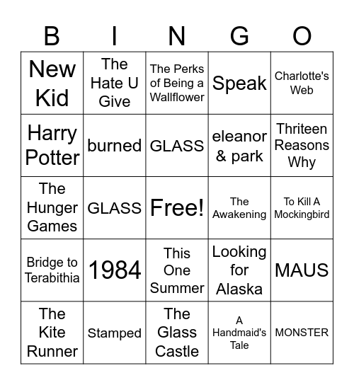 Banned Books Bingo Card