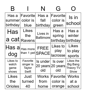 Let's find someone who... Bingo Card