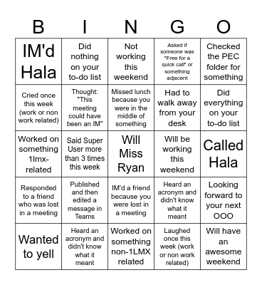 09-19 Bingo card Bingo Card