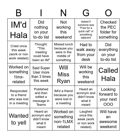 09-19 Bingo card Bingo Card