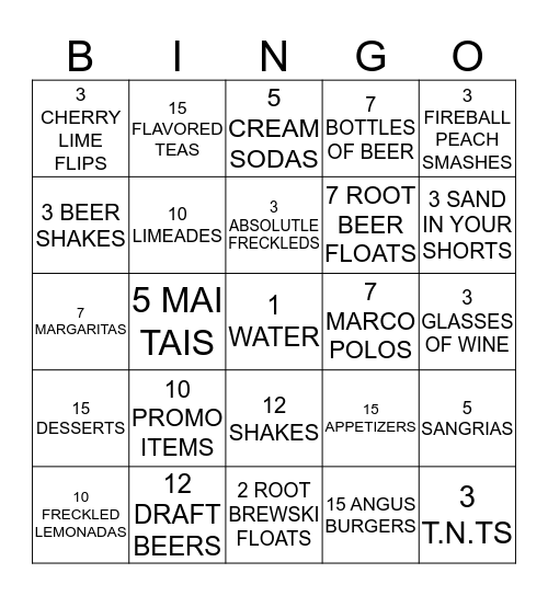 RED ROBIN BINGO Card