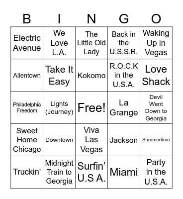 Places 2024 Bingo Card