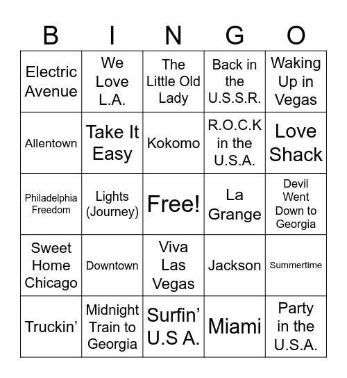 Places 2024 Bingo Card