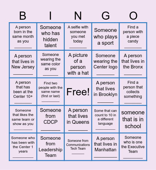 Center for Justice Innovation Bingo Card