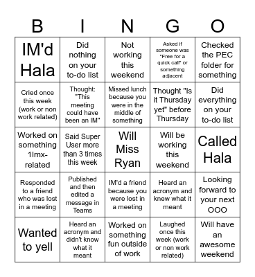 09-19 Bingo card Bingo Card