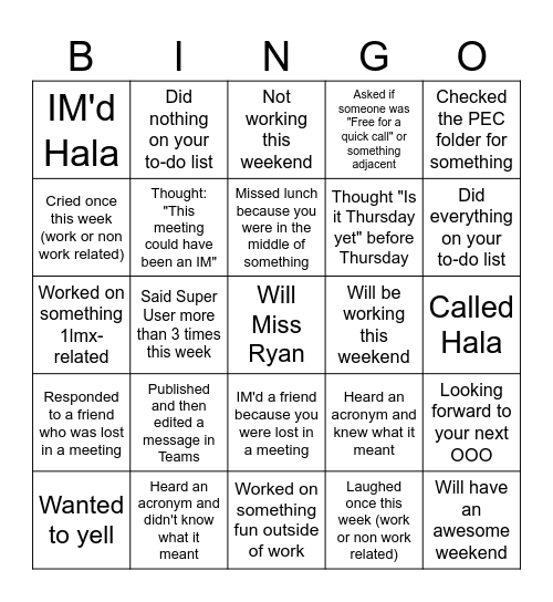 09-19 Bingo card Bingo Card