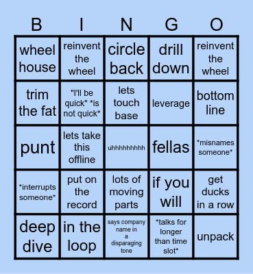 Corporate American Jargon Bingo Card
