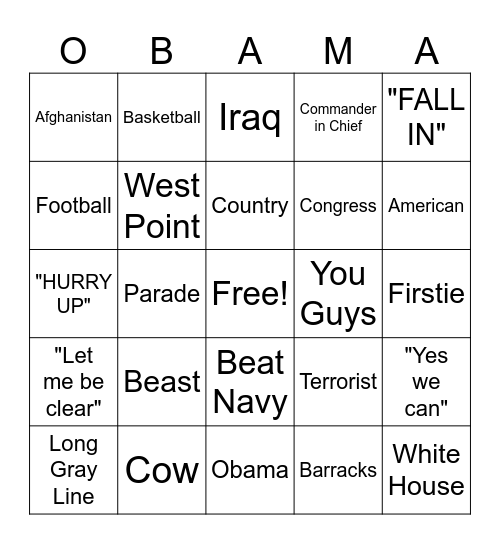 5 WORDS Bingo Card