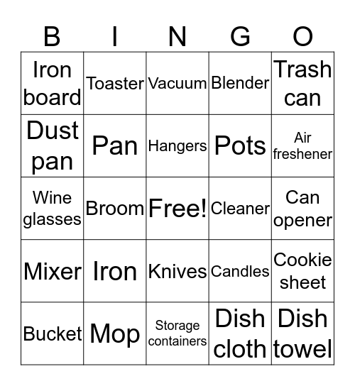 Housewarming  Bingo Card