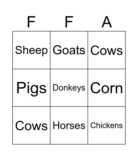 AgVenture Bingo Card