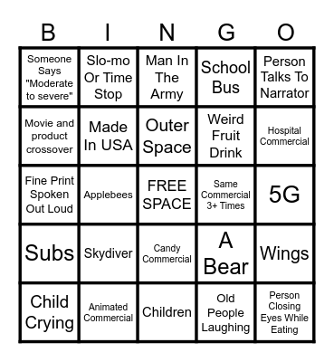 Commercial Bingo Card