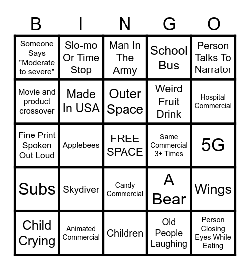 Commercial Bingo Card