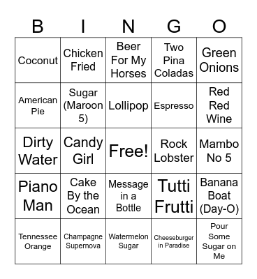 Food & Drink 2024 Bingo Card