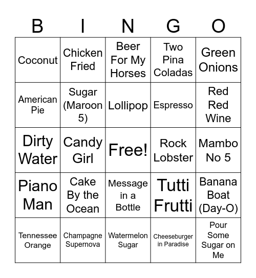 Food & Drink 2024 Bingo Card