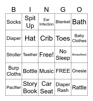 Baby Shower Bingo Card