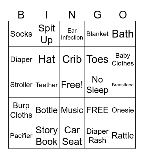 Baby Shower Bingo Card