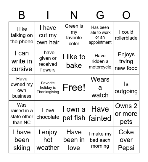 Untitled Bingo Card