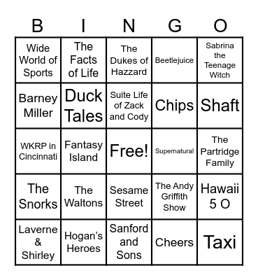 Theme Songs! Bingo Card