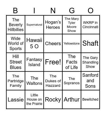 Theme Songs Bingo Card
