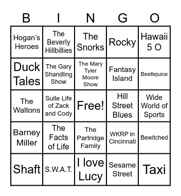 Theme Songs Bingo Card