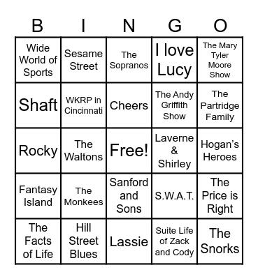 Theme Songs Bingo Card