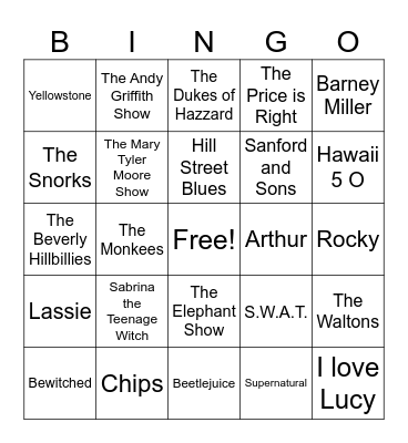 Theme Songs Bingo Card