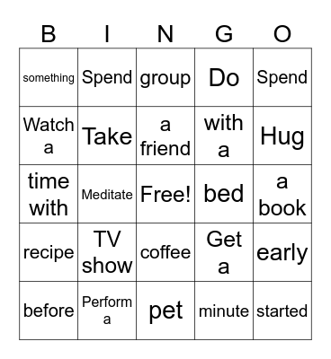 Self-Care BINGO Card