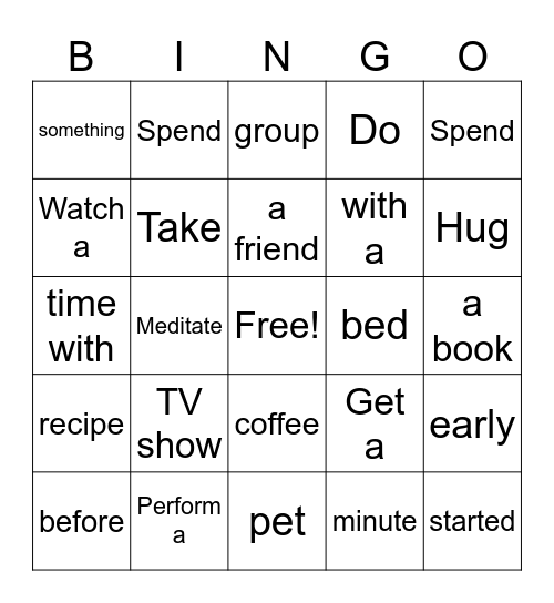 Self-Care BINGO Card