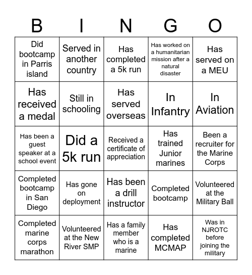 USMC Birthday Bingo! Bingo Card