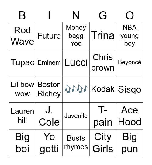 Trap Bingo Card
