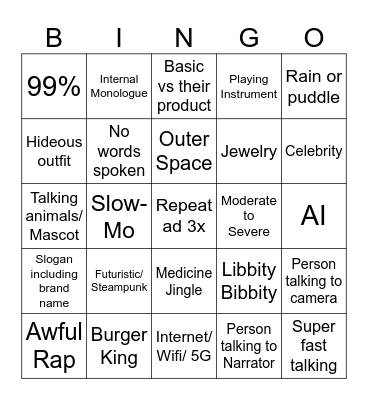 Advertisements Bingo Card