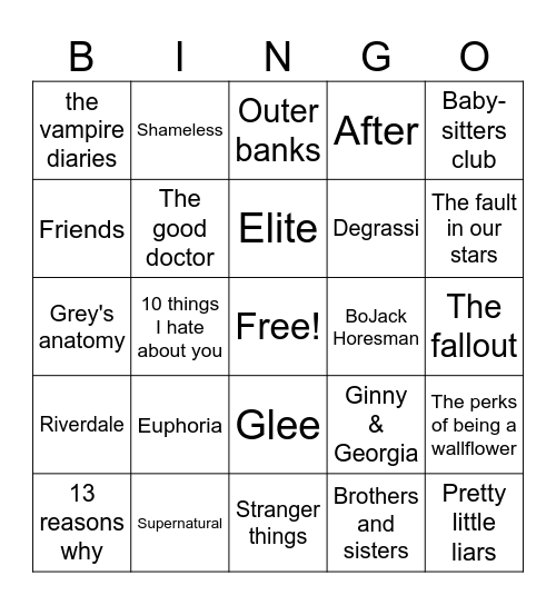 multifandom/free audio bingo. Bingo Card