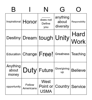 Obama Bingo Card