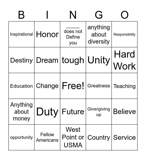 Obama Bingo Card
