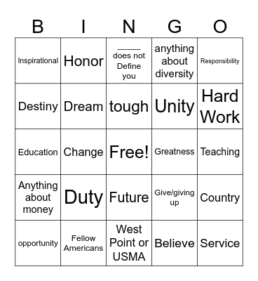 Obama Bingo Card