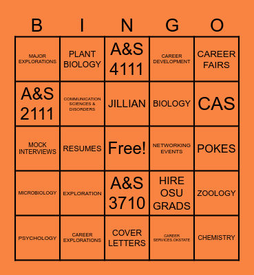 CAS Career Services Bingo Card