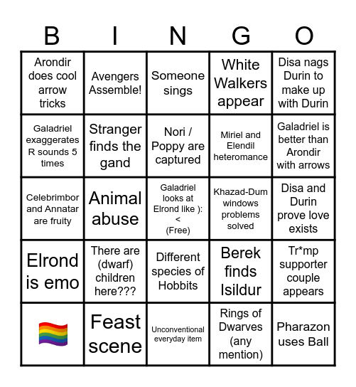 Rings of Power 2x03 Bingo Card