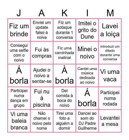 Jubileu Maroto do Joaquim Bingo Card