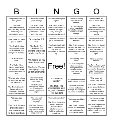 UNFI BUSTER BINGO Card