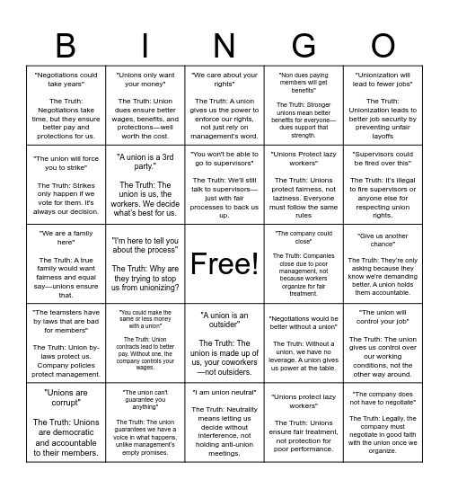 UNFI BUSTER BINGO Card